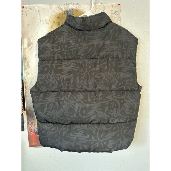 H&M No Fear Unisex Size LG Full Zip Black Oversized Quilted Pockets Puffer Vest - Picture 4 of 4